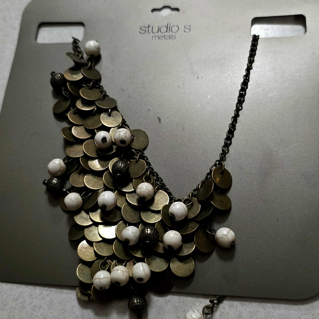 Studio S Metals Gold And White Disc Necklace
